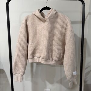 Aerie Beige Quilted Hoodie